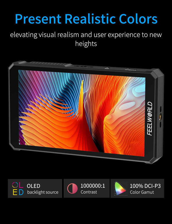 FEELWORLD PS6 5.5 Inch 550nit OLED Vertical Horizontal Camera Field Video Monitor Touch Screen 4K HDMI