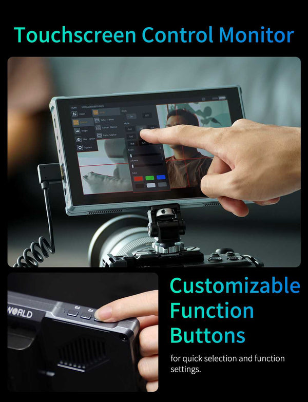 FEELWORLD FW759 PRO 7 Inch 400nit HD Touchscreen Field DSLR Camera Monitor 4K HDMI 1280x800 IPS
