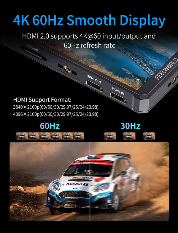FEELWORLD PS6 5.5 Inch 550nit OLED Vertical Horizontal Camera Field Video Monitor Touch Screen 4K HDMI