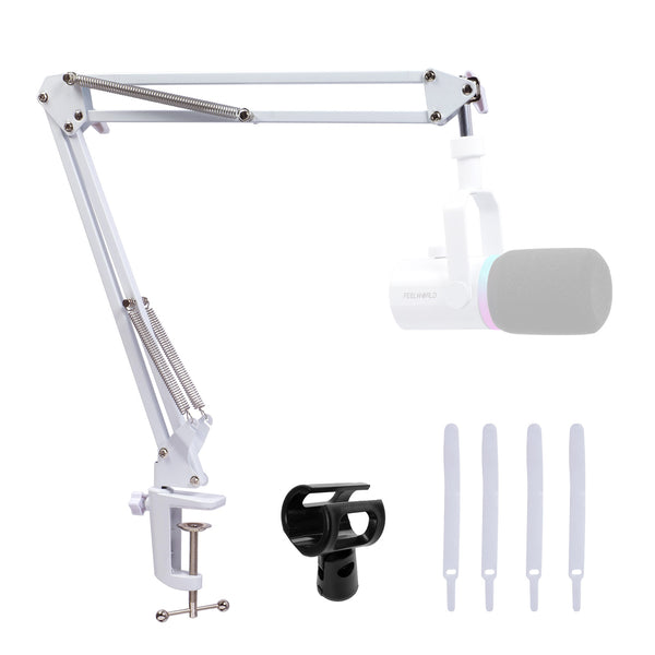 FEELWORLD AMS1 White Microphone Boom Arm for PM1 and Dynamic Microphone