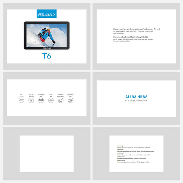 FEELWORLD T6 6-Inch 450nit Camera Field Video Monitor Aluminium Housing 4K HDMI 1920x1080 IPS