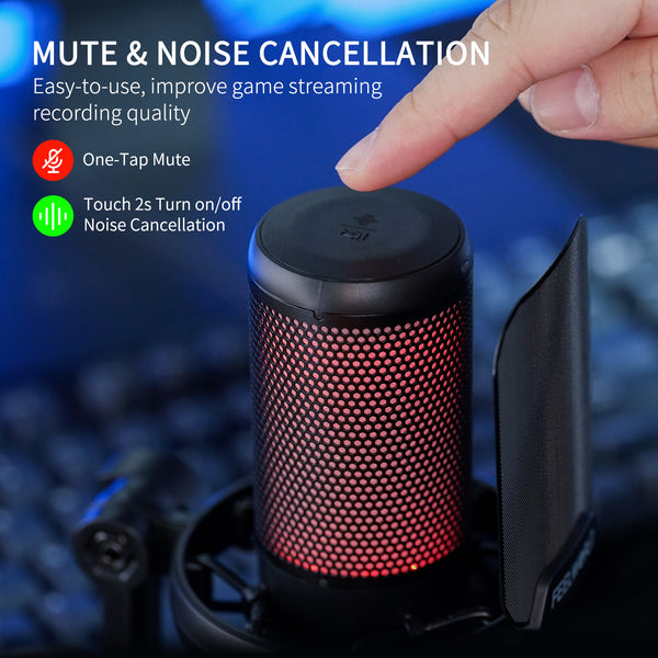 FEELWORLD VM1 Gaming PC USB Condenser Microphone With Desktop Stand
