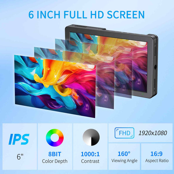 FEELWORLD T6 6-Inch 450nit Camera Field Video Monitor Aluminium Housing 4K HDMI 1920x1080 IPS