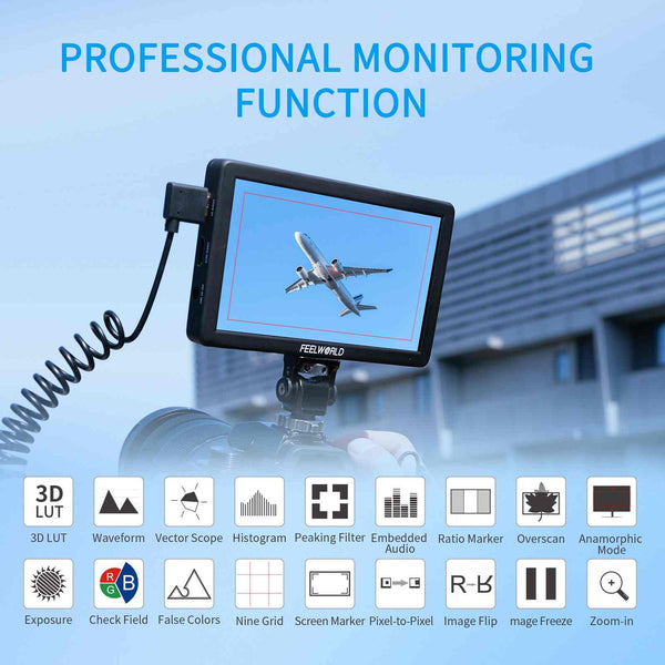 FEELWORLD T6 6-Inch 450nit Camera Field Video Monitor Aluminium Housing 4K HDMI 1920x1080 IPS