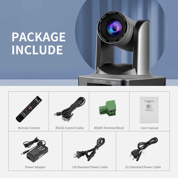 FEELWORLD NDI20X Simultaneous 3G-SDI HDMI NDI IP Live Streaming PTZ Camera with 20X Zoom Support PoE