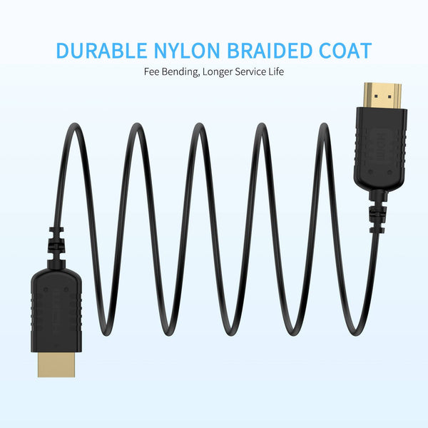FEELWORLD Ultra Thin 4K HDMI to HDMI Cable 1.5FT, 2.5mm Slim HDMI 2.0 Cable, Support High Speed 4K@60Hz 2160p 1080p 18gbps 3D HDR for Camera, Camcorder, Monitor, Gimbal