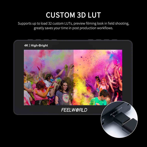 FEELWORLD F5 PROX 5.5 Inch 1600nit High Bright DSLR Camera Field Monitor F970 Install and Power Kit