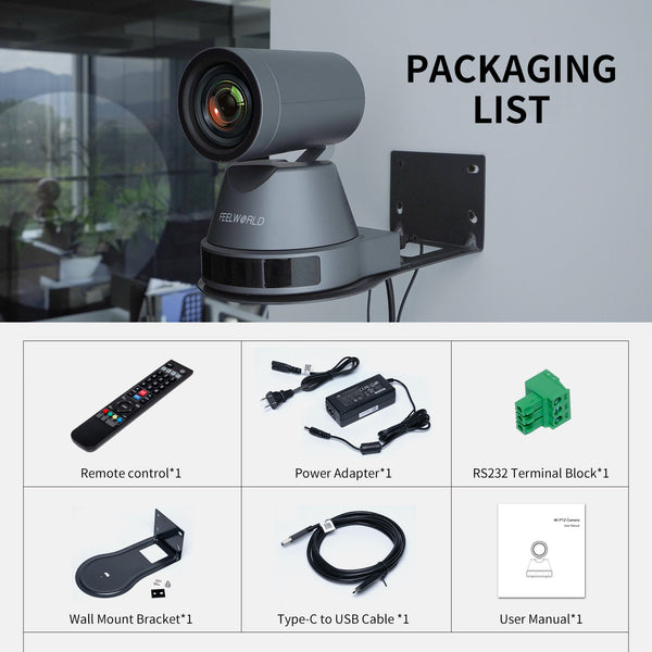 FEELWORLD 4K12X 4K PTZ Camera USB HDMI POE 12X Optical Pan Tilt Zoom for Live Streaming