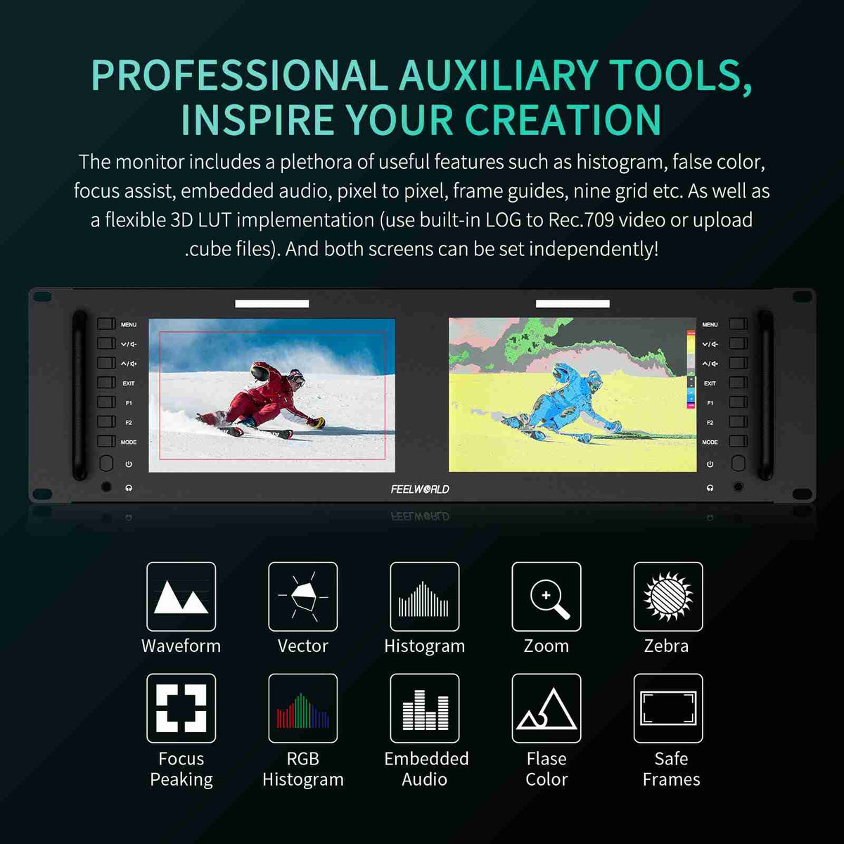 FEELWORLD D71 PLUS 7 インチ 3RU HDMI SDI ラックマウント モニター