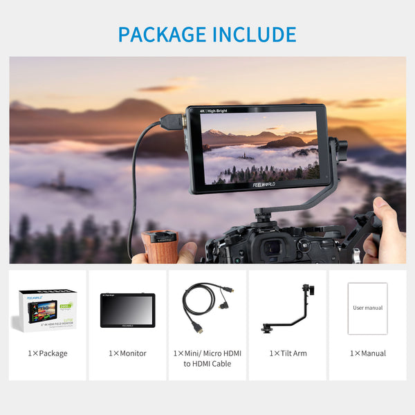 FEELWORLD LUT6E 6 Inch 1600nit High Bright Touchscreen DSLR Camera Field Monitor
