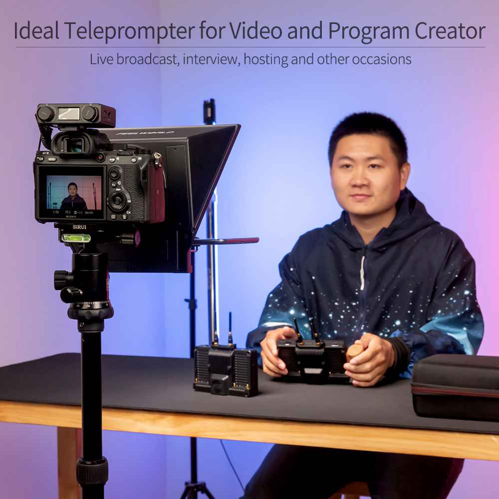 Teleprompter iPhone & Android, Double Phone Holder for Video