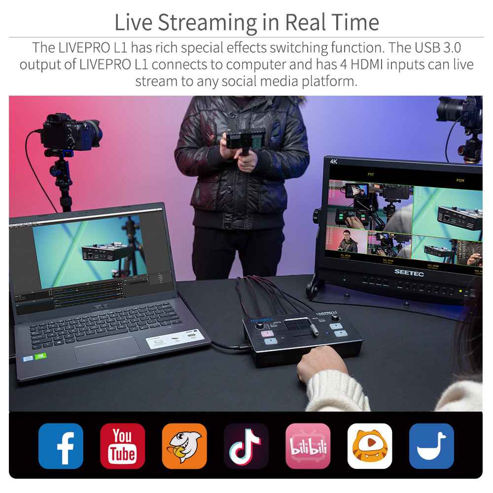 FEELWORLD LIVEPRO L1 Video Mixer Switcher real time live streaming