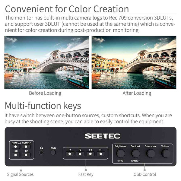 SEETEC LUT215 21.5 Inch 1920x1080 Post Production Monitor Broadcast UMD Text Tally LUT SDI HDMI