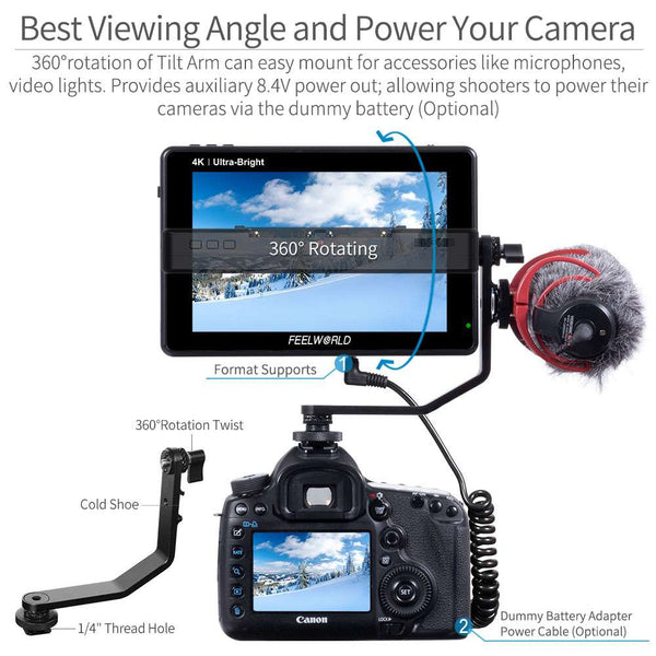 camera field monitor tilt arm