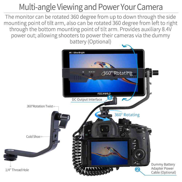 FEELWORLD LUT6 6" 2600nits HDR/3D LUT Touchscreen DSLR Camera Field Monitor with Waveform 4K HDMI