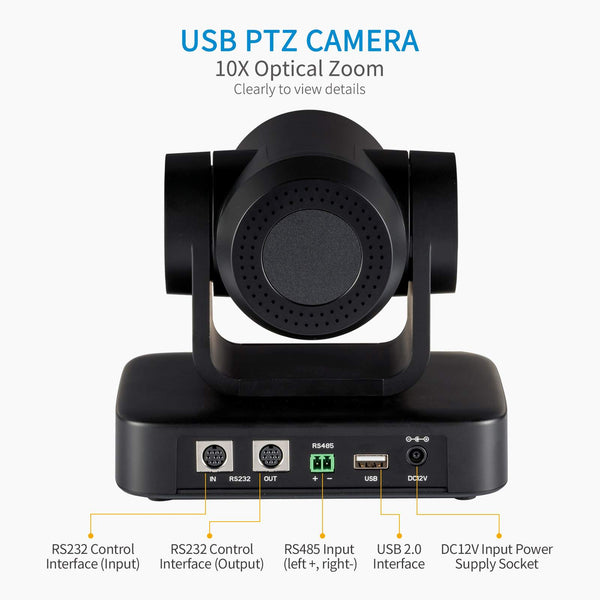 FEELWORLD USB10X Video Conference USB PTZ Camera 10X Optical Zoom Full HD 1080p for Live Streaming