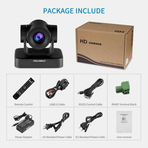 FEELWORLD USB10X Video Conference USB PTZ Camera 10X Optical Zoom Full HD 1080p for Live Streaming