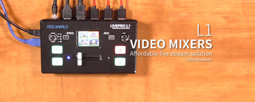 Feelworld L1 multi-video mixer med indbygget LCD-skærm til studiebrug -YTB af @Dirk Verweyen