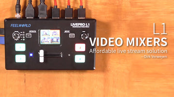 Feelworld L1 multi-video mixer med indbygget LCD-skærm til studiebrug -YTB af @Dirk Verweyen