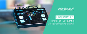 FEELWORLD LIVEPRO L1 Multi Camera Video Mixer Switcher 4 HDMI вход USB3.0 Производство Поточно предаване на живо