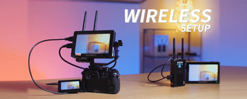 FEELWORLD F5 PRO 5.5 '' Touch Camera Monitor Setup med Hollyland trådløs sender