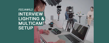 Configurazione live streaming multicamera per un'intervista a due persone | Illuminazione e audio e fotocamera