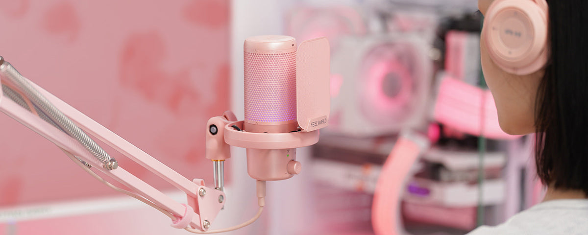Pink Computer Microphone Pink Microphone – feelworld official store
