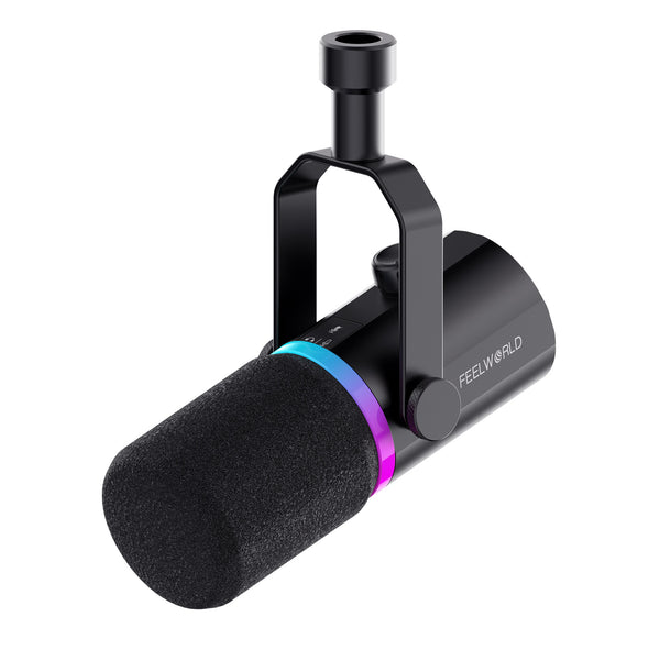 Mikrofon Dinamis USB FEELWORLD PM1 XLR untuk Streaming Langsung Gaming Perekaman Podcasting