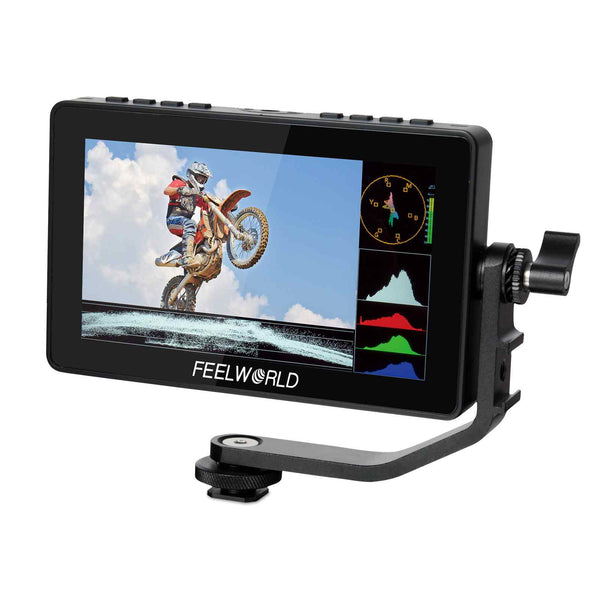 FEELWORLD F5 PROX 5.5 pouces 1600nit moniteur de champ de caméra DSLR haute luminosité F970 Kit d'installation et d'alimentation