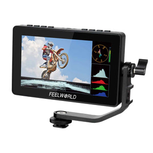 FEELWORLD F5 PROX 5.5 Inch 1600nit High Bright DSLR Camera Field Monitor F970 Suiteáil agus Cumhacht Kit