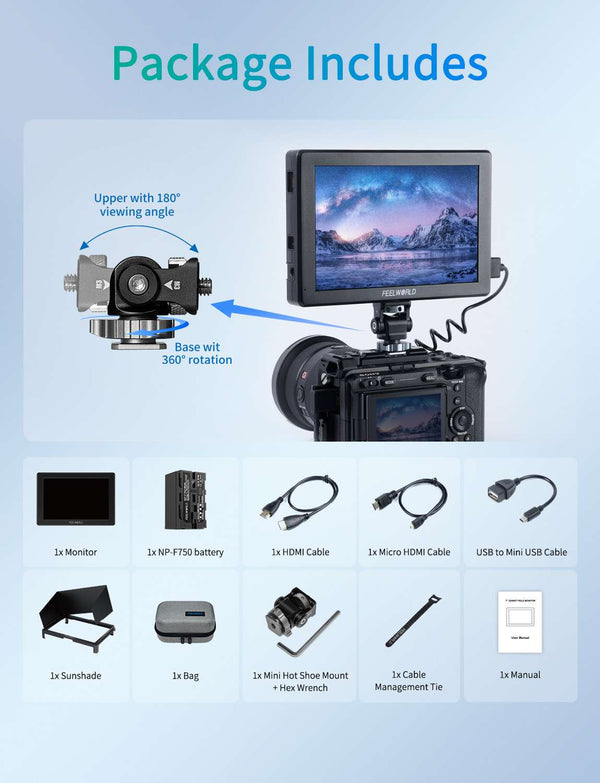 FEELWORLD T7S PRO 7 Inch 2000nit Aluminium Field DSLR Camera Monitor Ultra Bright 3G SDI 4K HDMI 60