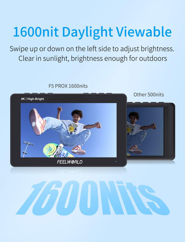 FEELWORLD F5 PROX 5.5 Inch 1600nit High Bright DSLR Camera Field Monitor F970 Install and Power Kit