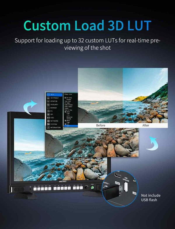 SEETEC S24 23.8inch 4K/8K Broadcast Monitor High Brightness 1000nit 4x12G-SDI HDMI UltraHD 3840x2160