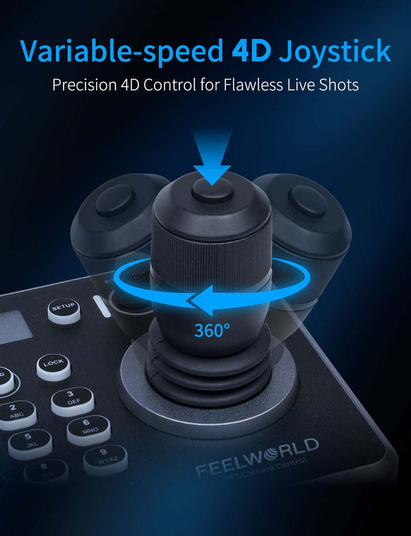 FEELWORLD KBC20 PTZ Camera Controller Joystick Keyboard Control Multiple Control Protocol PoE Supported