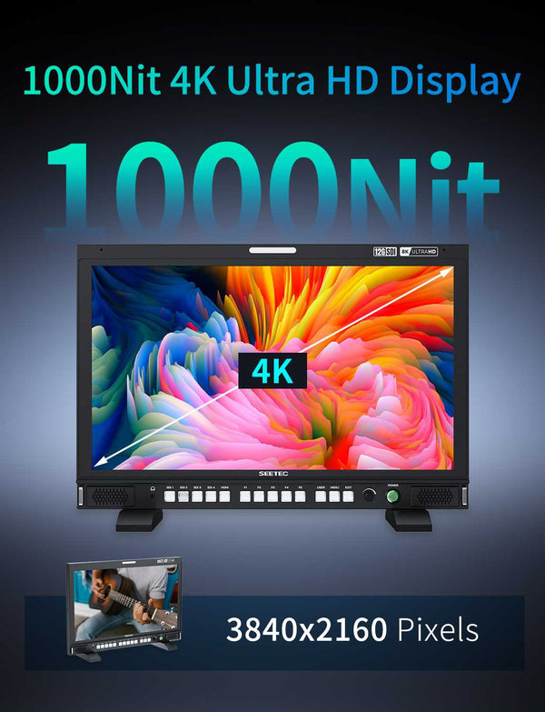 SEETEC S24 23.8inch 4K/8K Broadcast Monitor High Brightness 1000nit 4x12G-SDI HDMI UltraHD 3840x2160