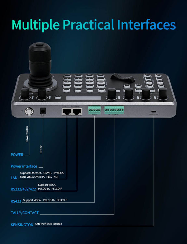 FEELWORLD KBC20N NDI PTZ Camera Controller Joystick Keyboard Control Multiple Control Protocol PoE Supported