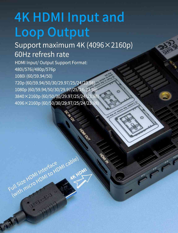 FEELWORLD F5 PROX 5.5 Inch 1600nit High Bright DSLR Camera Field Monitor F970 Install and Power Kit