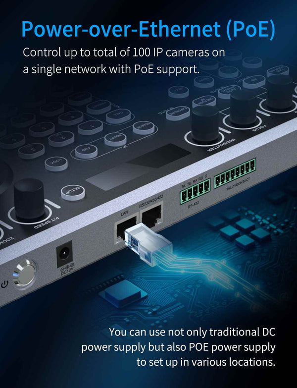 FEELWORLD KBC20 PTZ Camera Controller Joystick Keyboard Control Multiple Control Protocol PoE Supported