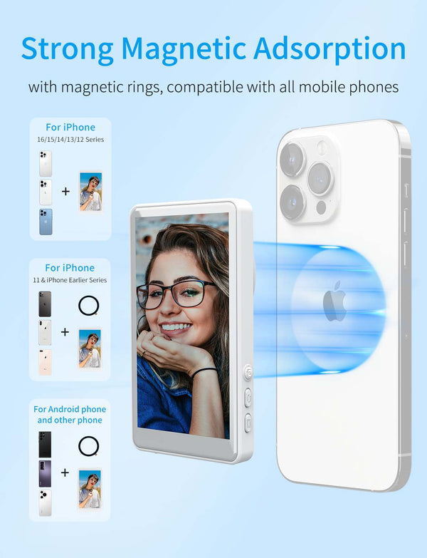 FEELWORLD MC4 Selfie Monitor for iPhone/Android, 4K/1080p Magnetic, Wireless 99FT HD for Vlogging & Streaming