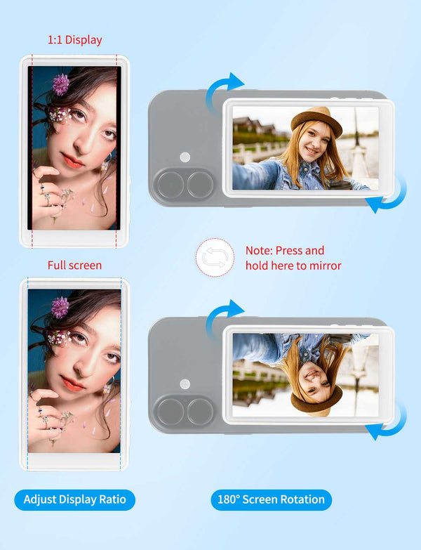 FEELWORLD MC4 Selfie Monitor for iPhone/Android, 4K/1080p Magnetic, Wireless 99FT HD for Vlogging & Streaming