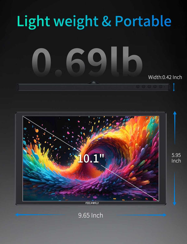 FEELWORLD D10 10.1 inch 350nit  Portable External Monitor Touch FHD1920x1200 USB-C HDMI