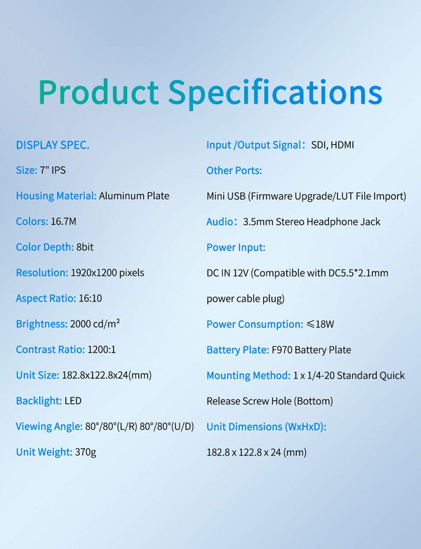 FEELWORLD T7S PRO 7 Inch 2000nit Aluminium Field DSLR Camera Monitor Ultra Bright 3G SDI 4K HDMI 60