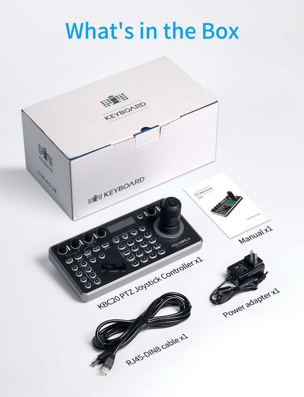 FEELWORLD KBC20 PTZ Camera Controller Joystick Keyboard Control Multiple Control Protocol PoE Supported