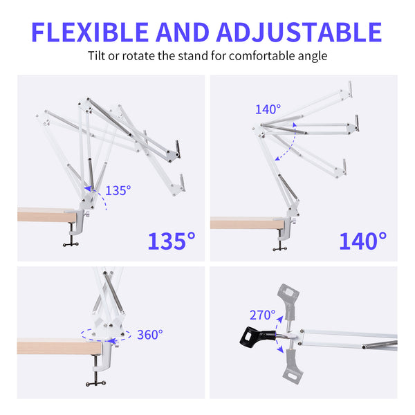 FEELWORLD AMS1 White Microphone Boom Arm for PM1 and Dynamic Microphone