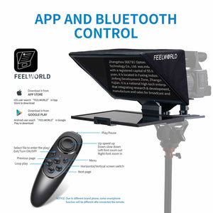 FEELWORLD TP16 16-inčni sklopivi teleprompter podržava do 16" Tablet Horizontal Vertical Prompting Bluetooth daljinski upravljač