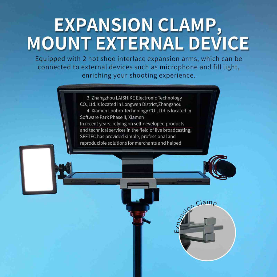 FEELWORLD TP16 16-inch Folding Teleprompter supports up to 16" Tablet Horizontal Vertical Prompting Bluetooth Remote Control