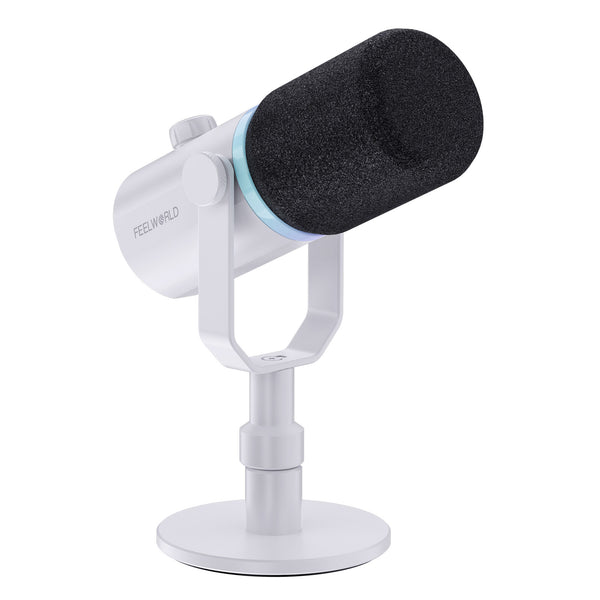 FEELWORLD PM1 White XLR USB Dynamic Microphone for  Podcasting Recording Gaming Live Streaming