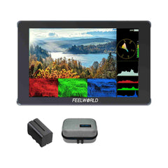 FEELWORLD F7 PLUS Monitor da campo per fotocamera DSLR da 7 pollici e 1200 nit, touch screen 4K HDMI - con batteria F750 e borsa