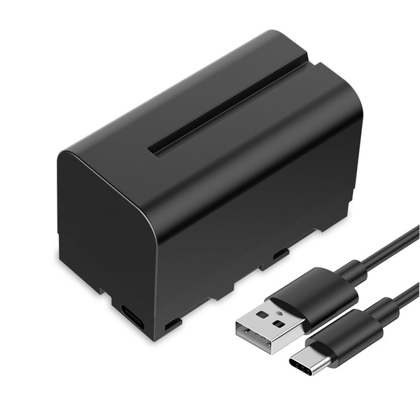 FEEWORLD NP-F750 4400mAh bateria de íon-lítio para monitor de luz de vídeo transmissão de vídeo USB-C carregamento