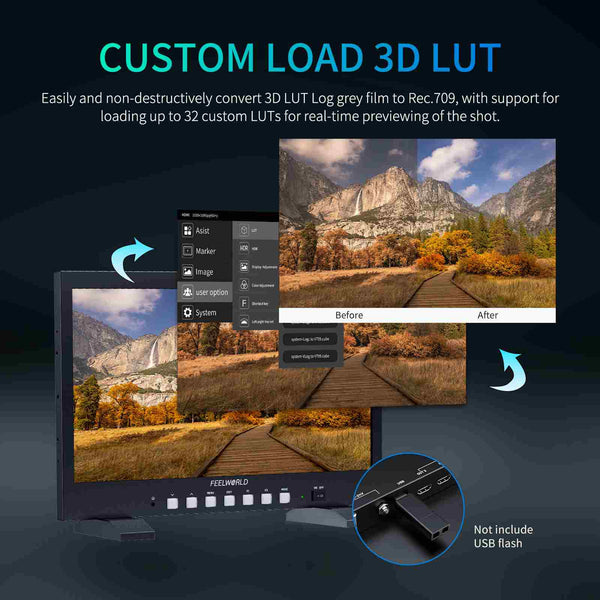 FEELWORLD FVM215-1000 21.5-inch Professional Production Broadcast Monitor High Brightness 1000nit Full HD IPS 4K60Hz HDMI 3G-SDI